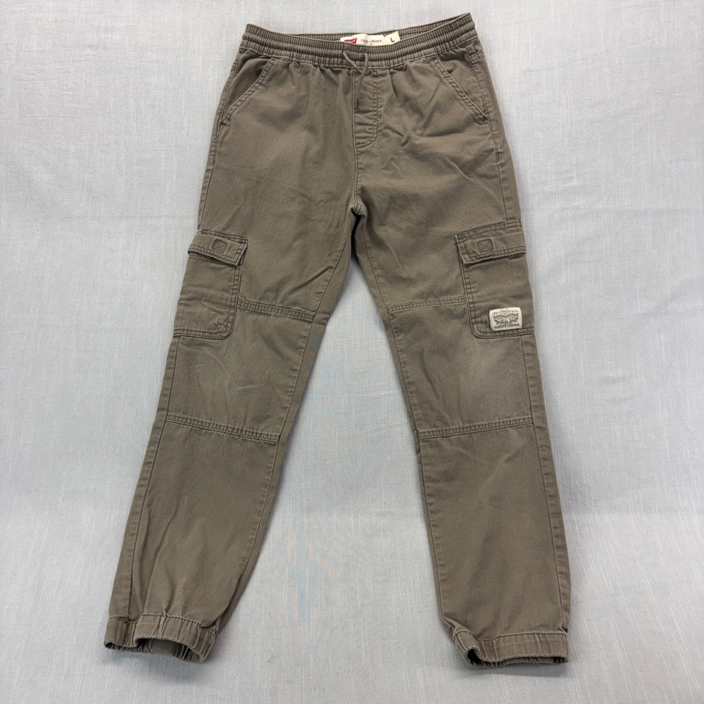 Levi's Cargo Jogger Boys Size L Olive Brown Elastic Waist Drawstring Pants